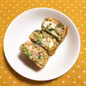 お弁当に♪水菜とハムの卵焼き